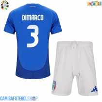 Camisa de time de futebol Itália Federico Dimarco #3 Replicas 1º Equipamento Infantil Europeu 2024 Manga Curta (+ Calças curtas)